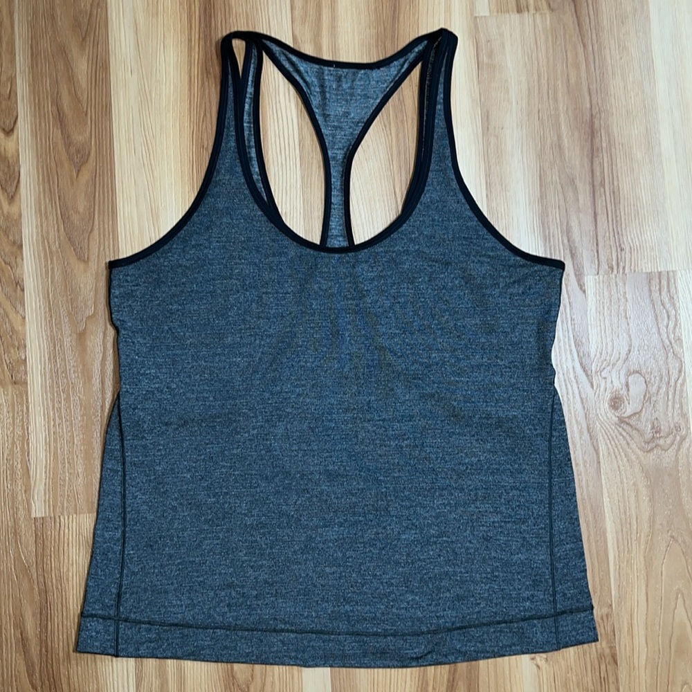 Lululemon Run The Day Tank Top Heathered Black and Charcoal Gray